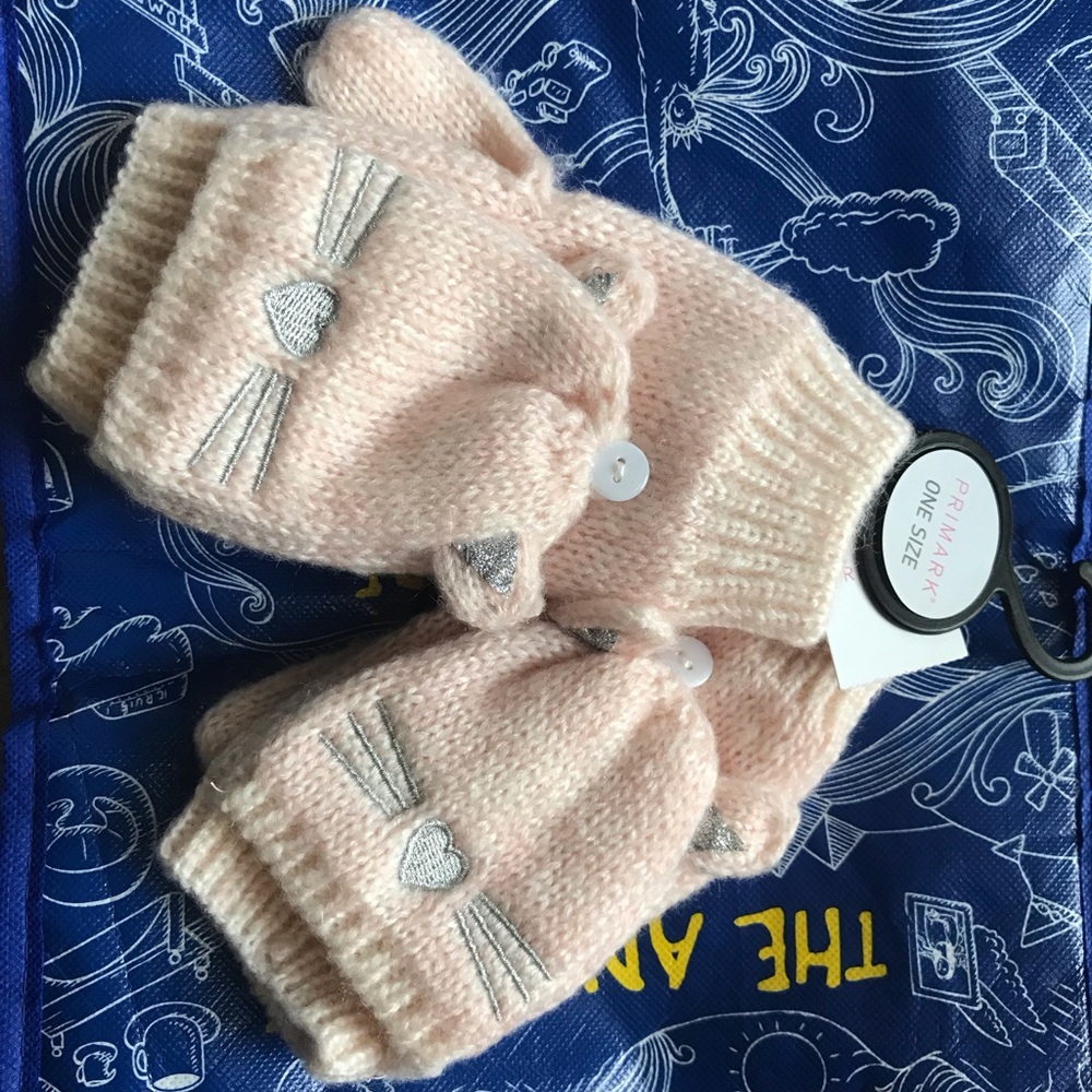 NWT Primark Pink Kitty Mittens (one size)